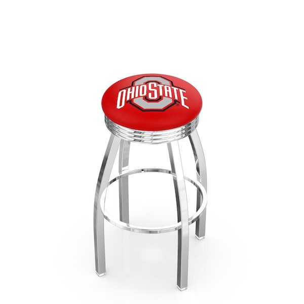 Holland Bar Stool Co 25" Chrome Ohio State Swivel Bar Stool, Accent Ring - L8C3C25OHIOST