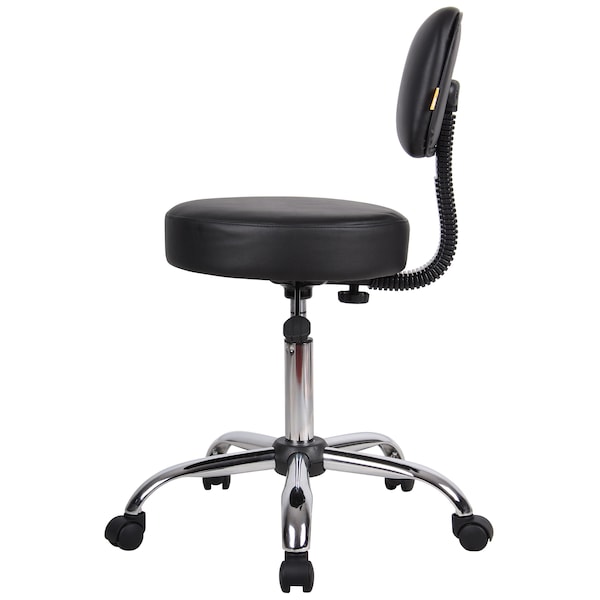 Boss Black Caressoft Medical Stool with Back Cushion - B245-BK
