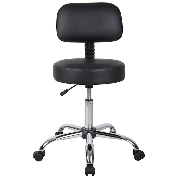 Boss Black Caressoft Medical Stool with Back Cushion - B245-BK