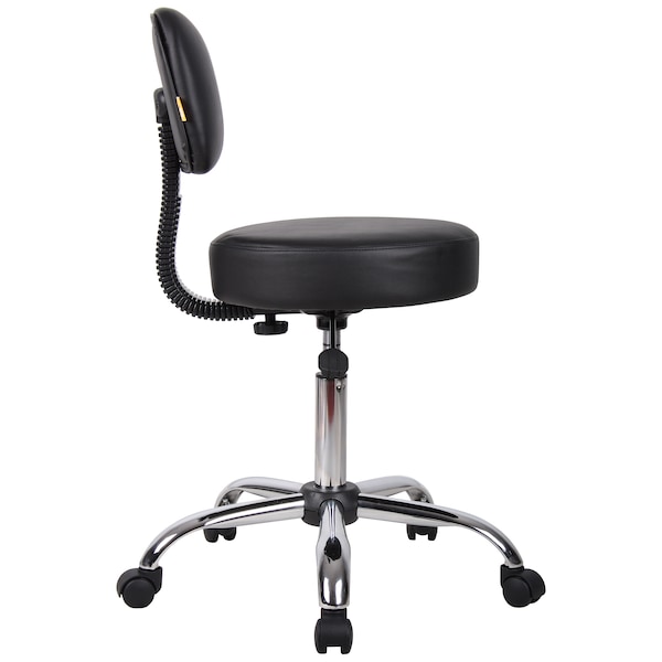 Boss Black Caressoft Medical Stool with Back Cushion - B245-BK