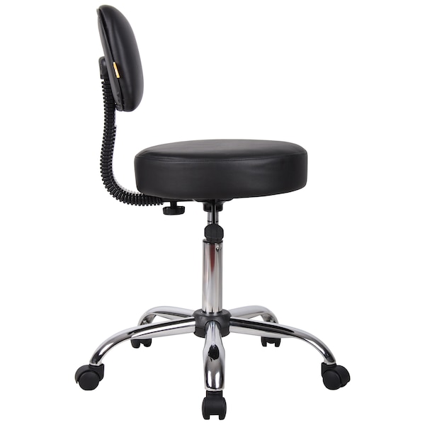 Boss Black Caressoft Medical Stool with Back Cushion - B245-BK