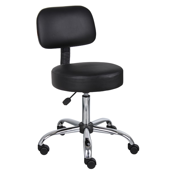 Boss Black Caressoft Medical Stool with Back Cushion - B245-BK