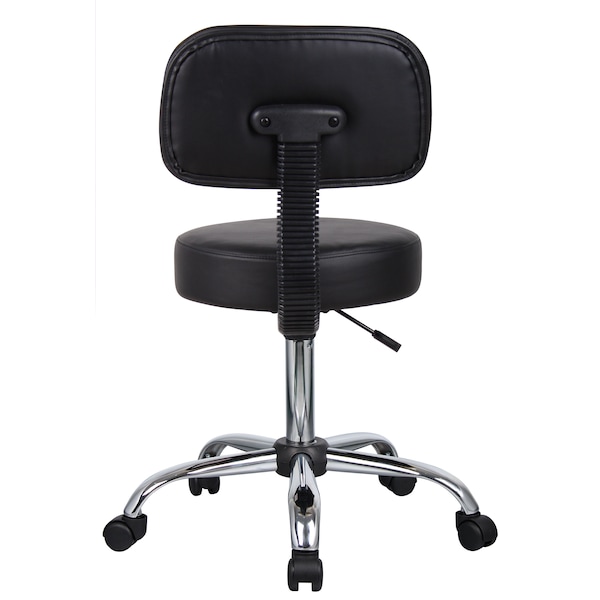 Boss Black Caressoft Medical Stool with Back Cushion - B245-BK