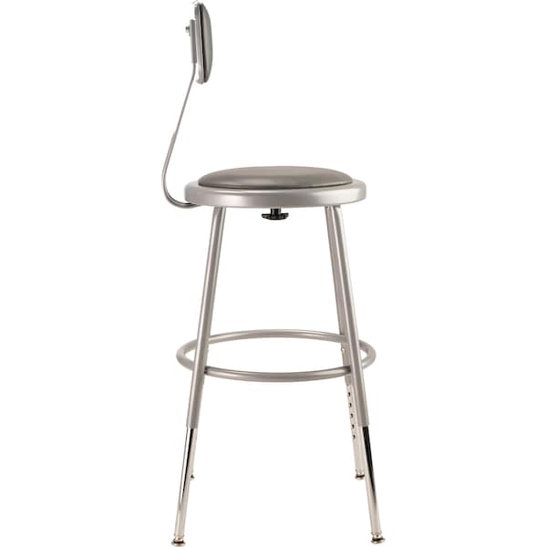 National Public Seating Round Stool with Backrest, Height 19" to 27"Gray - 6418HB