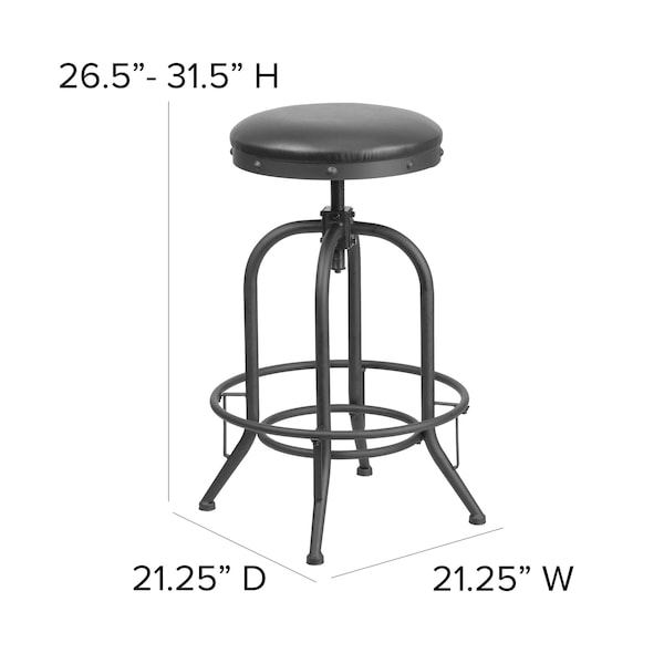 Flash Furniture Stool, 440 lb., Black, 21" Seat W - ET-BR542-230-GG
