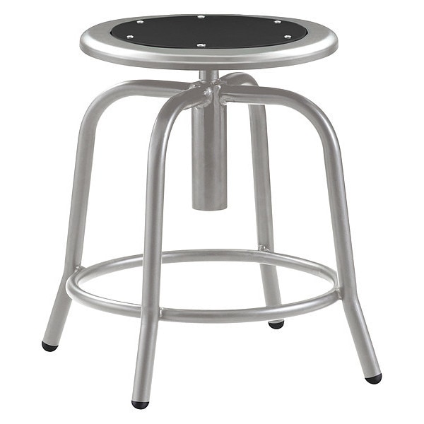 National Public Seating Adj. Stool, Blk Seat, Gry Frame, 18" H - 6810-02