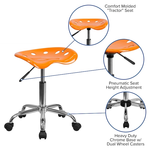 Flash Furniture Tractor Seat and Chrome Stool, Orange - LF-214A-ORANGEYELLOW-GG