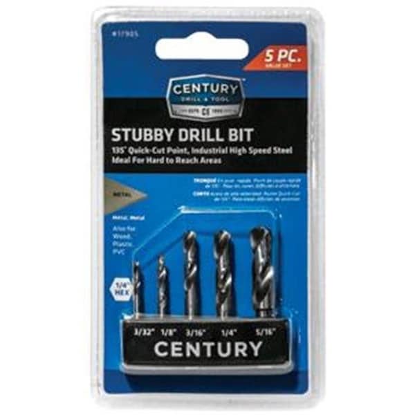Century Drill & Tool Century Drill & Tool CY17905 Stubby Hex Shank Drill - 5 Piece - CY17905