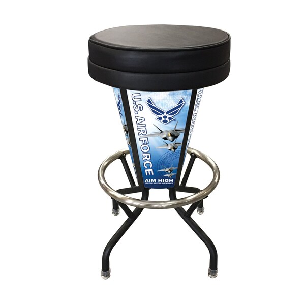 Holland Bar Stool Co Lighted U.S. Air Force 30" Swivel Bar Stool - L500030AIRFORBLKVINYL
