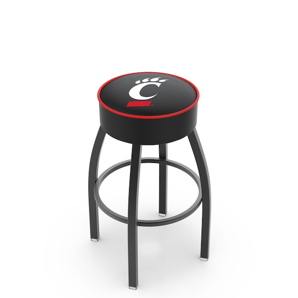 Holland Bar Stool Co 25" 4" Cincinnati Cushion Seat, Blk Wrinkle Base Swivel Bar Stool - L8B125CINCIN