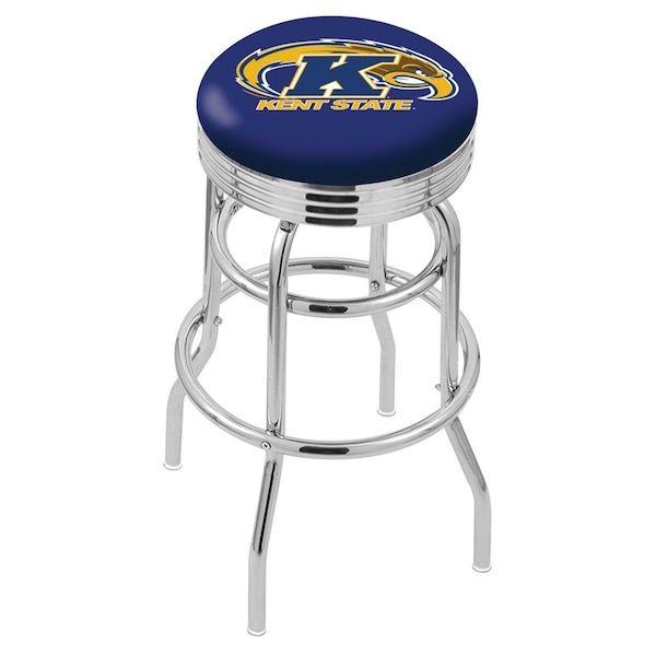 Holland Bar Stool Co 25" Chrome 2-Ring Kent State Swivel Bar Stool, Accent Ring - L7C3C25KENTST