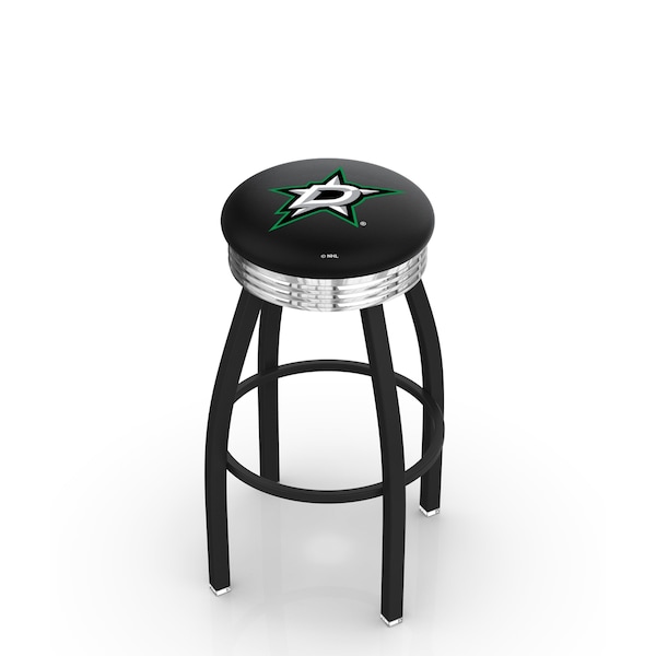 Holland Bar Stool Co 30" Blk Wrinkle Dallas Stars Swivel Bar Stool, Chrome Ring - L8B3C30DALSTA