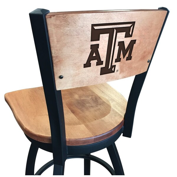 Holland Bar Stool Co 30" Blk Wrinkle Texas A&M Swivel Bar Stool, Laser Engraved Back - L03830BWMEDMPLATEXA-MMEDMPL
