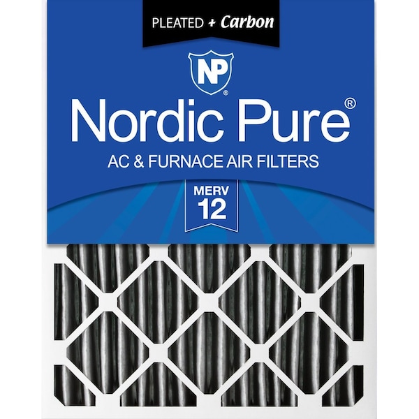 Nordic Pure 16x24x4 Plus Carbon Pleated Air Filter, High Capacity, MERV 12 - 16X24X4PM12C-1