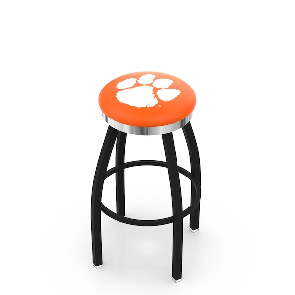 Holland Bar Stool Co 25" Blk Wrinkle Clemson Swivel Bar Stool, Chrome Ring - L8B2C25CLMSON