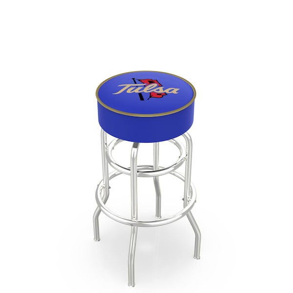 Holland Bar Stool Co 30" 4" Tulsa Cushion Seat, Double-Ring Chrome Swivel Bar Stool - L7C130TULSAU