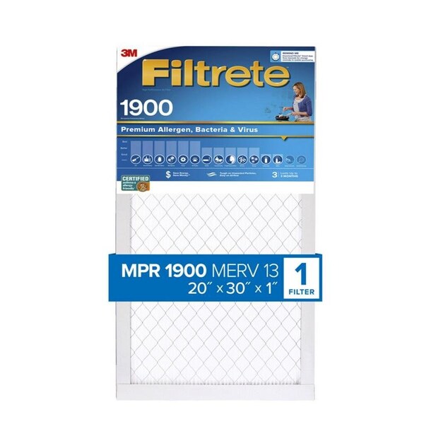 Scotch 30x20x1 Premium Allergen, Bacteria & Virus Pleated Air Filter, MERV 13 - UT22-4