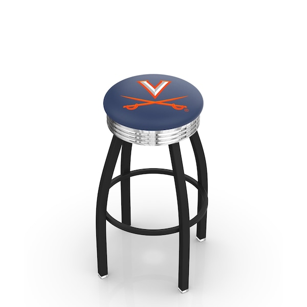 Holland Bar Stool Co 30" Blk Wrinkle Virginia Swivel Bar Stool, Chrome Ring - L8B3C30VRGNIA