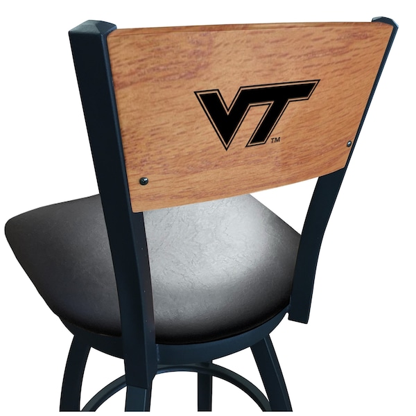 Holland Bar Stool Co 25" Blk Wrinkle Virginia Tech Swivel Bar Stool, Laser Engraved Back - L03825BWMEDMPLAVATECHBLKVINYL