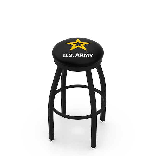 Holland Bar Stool Co 30" Blk Wrinkle U.S. Army Swivel Bar Stool, Accent Ring - L8B2B30ARMY