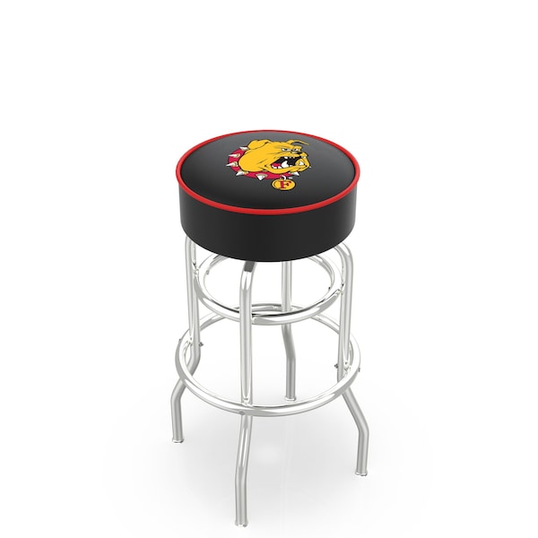 Holland Bar Stool Co 25" Ferris State Cushion Seat, 2-Ring Chrome Swivel Bar Stool - L7C125FERRST