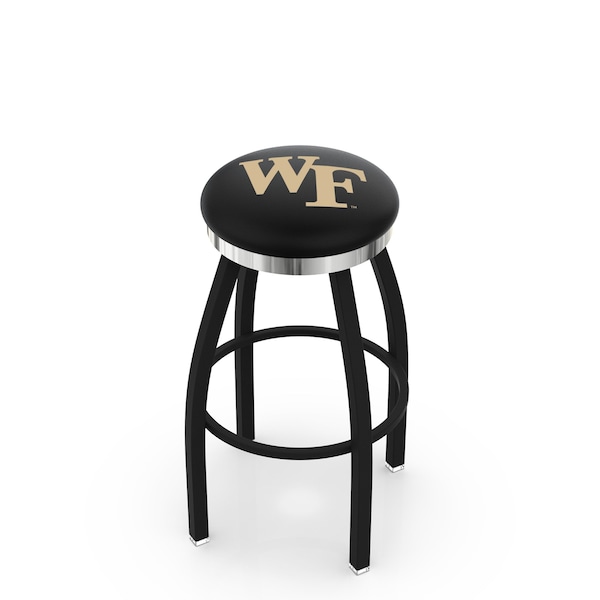 Holland Bar Stool Co 30" Blk Wrinkle Wake Forest Swivel Bar Stool, Chrome Ring - L8B2C30WAKEFR