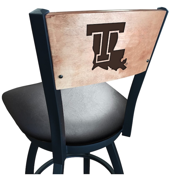 Holland Bar Stool Co 30" Blk Wrinkle Louisiana Tech Swivel Bar Stool, Laser Engraved Back - L03830BWMEDMPLALATECHBLKVINYL