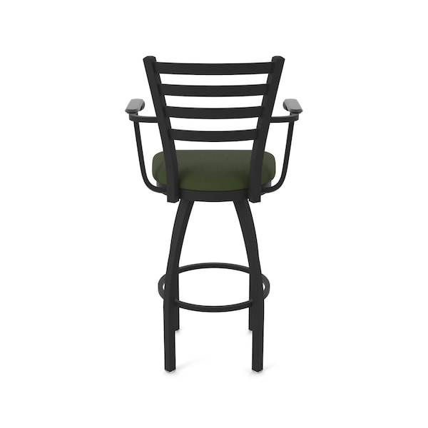 Holland Bar Stool Co Jackie with Arms 36 in. Swivel Bar Stool with Black Wrinkle Finish and Canter Pine Seat - 415