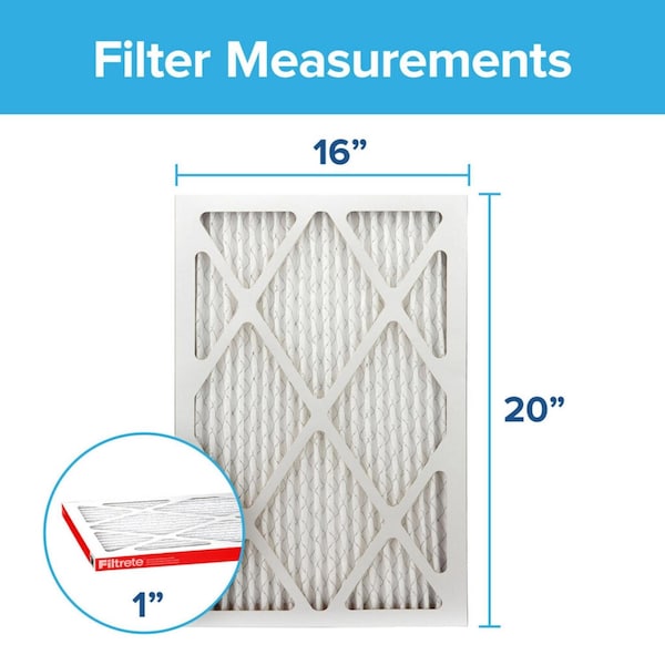 3M 16x20x1 Filtrete Pleated Air Filter, MERV 11, 2 PK - 9800-2PK-HDW