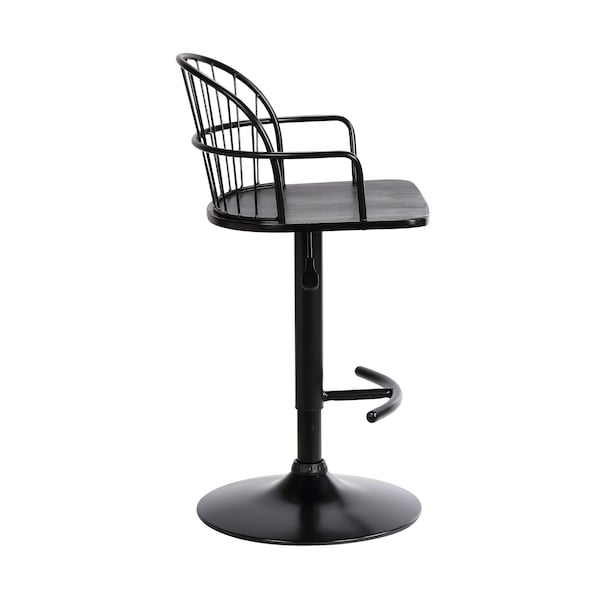 Armen Living Edward Adjustable Black Wood and Metal Barstool - LCEWBABLBL