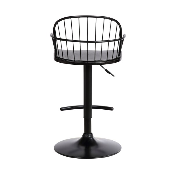 Armen Living Edward Adjustable Black Wood and Metal Barstool - LCEWBABLBL