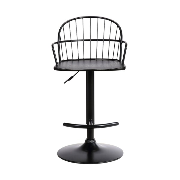 Armen Living Edward Adjustable Black Wood and Metal Barstool - LCEWBABLBL