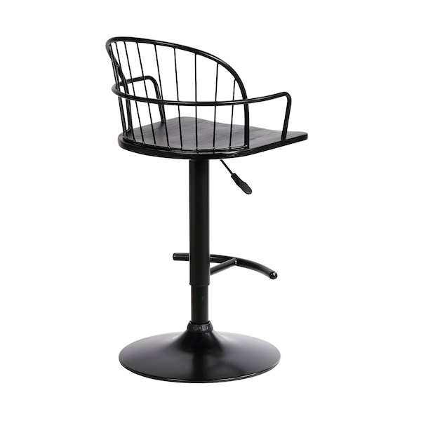 Armen Living Edward Adjustable Black Wood and Metal Barstool - LCEWBABLBL