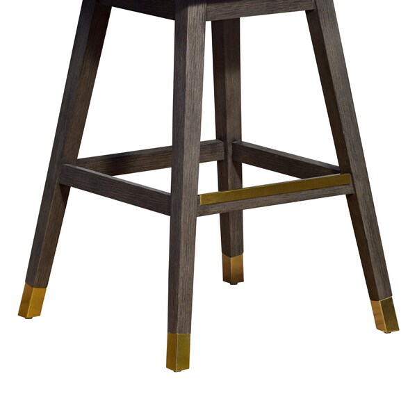 Armen Living Amalie Swivel Bar Stool in Gray Oak Wood Finish with Gray Boucle Fabric - 840254332027