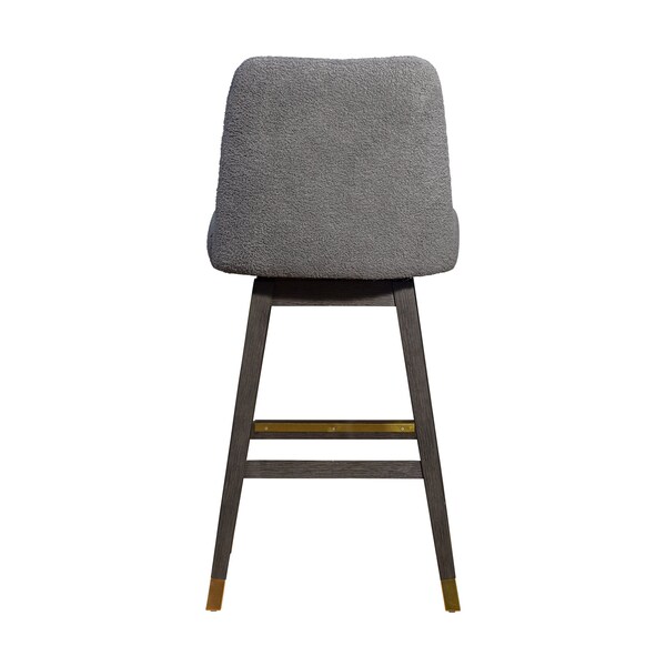 Armen Living Amalie Swivel Bar Stool in Gray Oak Wood Finish with Gray Boucle Fabric - 840254332027