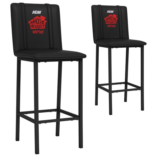 Dreamseat Bar Stool 500 with AEW Swerve Strickland Whose House Logo, 2PK - XZ500BSDBLK-PSAEW0016A