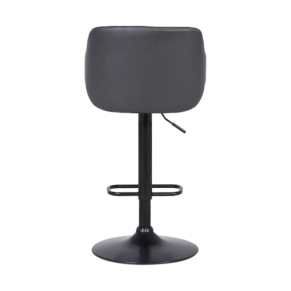 Armen Living Toby Gray Faux Leather Adjustable Height Swivel Black Wood and Metal Bar Stool - LCTOSWBABLGR