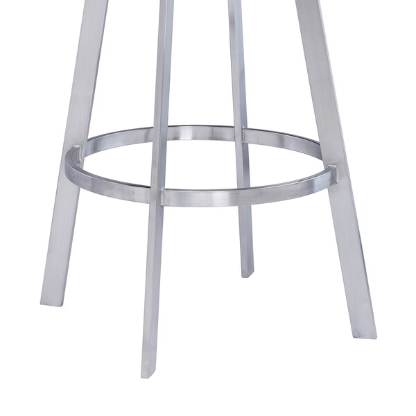 Armen Living Dione 30" Bar Height Swivel Black Faux Leather and Brushed Stainless Steel Bar Stool - 840254335141