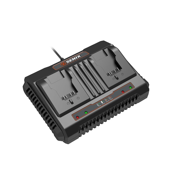 Senix 20 Volt Max 3A Dual-Port Charger, 6A Charger Rate, Intelligent Charging with Overcharge Protection - CHDX2-M