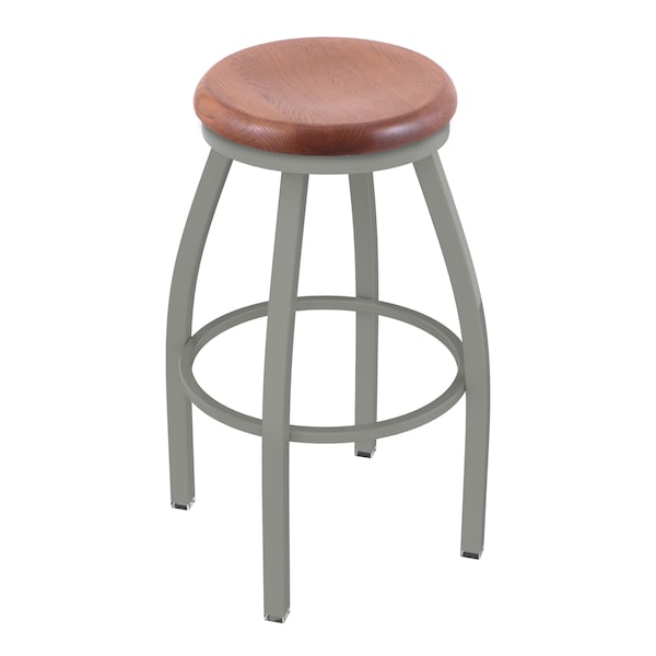Holland Bar Stool Co 30" Swivel Bar Stool, Nickel Finish, Med Oak Seat - 80230ANMEDOAK