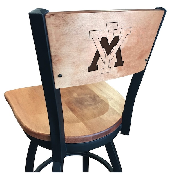 Holland Bar Stool Co 25" Blk Wrnkl Virginia Military Inst Swivel Bar Stool, Engraved Back - L03825BWMEDMPLAVAMILIMEDMPL