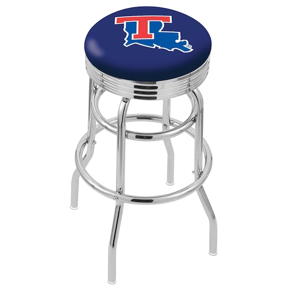 Holland Bar Stool Co 30" Chrome 2-Ring Louisiana Tech Swivel Bar Stool, Accent Ring - L7C3C30LATECH