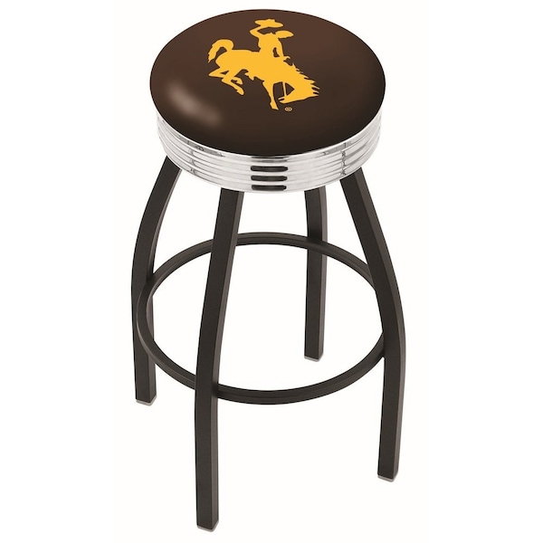 Holland Bar Stool Co 30" Blk Wrinkle Wyoming Swivel Bar Stool, Chrome Ring - L8B3C30WYMNG