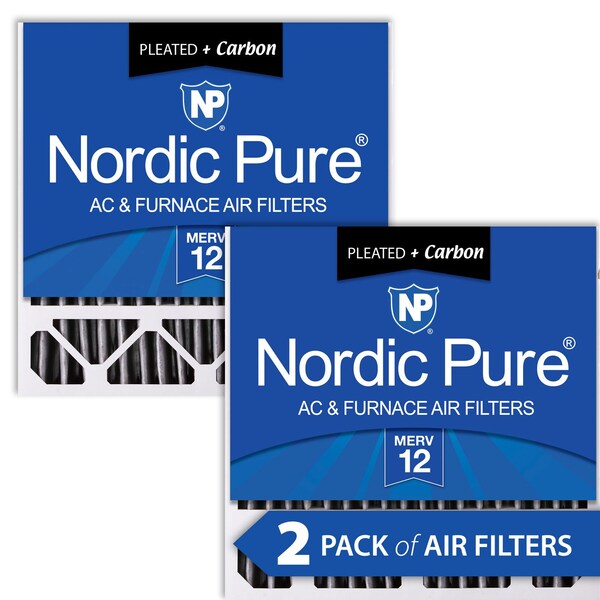 Nordic Pure 20x20x5 Plus Carbon Pleated Air Filter, High Capacity, MERV 12, 2 PK - 20X20X5HPM12C-2