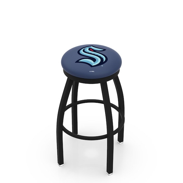 Holland Bar Stool Co 25" Black Wrinkle Seattle Kraken Swivel Bar Stool with Accent Ring - L8B2B25SEAKRK