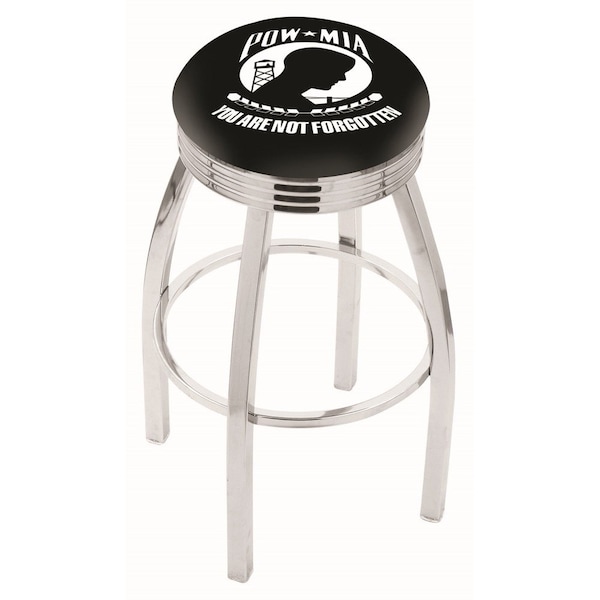 Holland Bar Stool Co 30" Chrome POW/MIA Swivel Bar Stool, Accent Ring - L8C3C30POWMIA