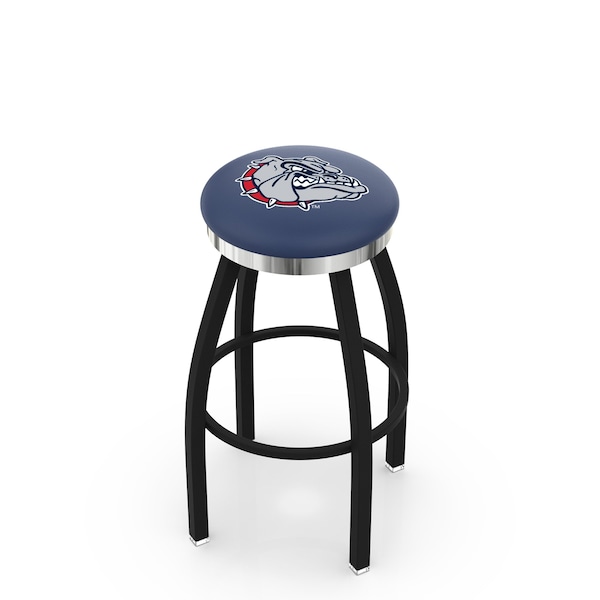 Holland Bar Stool Co 30" Blk Wrinkle Gonzaga Swivel Bar Stool, Chrome Ring - L8B2C30GONZGA