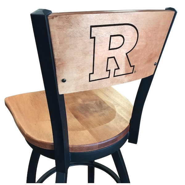 Holland Bar Stool Co 30" Blk Wrinkle Rutgers Swivel Bar Stool, Laser Engraved Back - L03830BWMEDMPLARUTGERMEDMPL