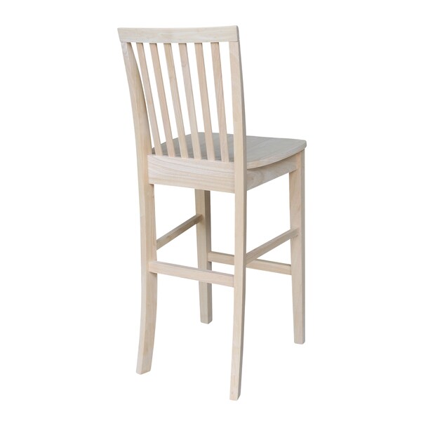 International Concepts Mission Bar Height Stool, 30" Seat Height, Unfinished - 265-30