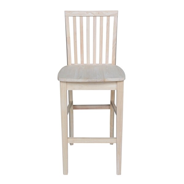 International Concepts Mission Bar Height Stool, 30" Seat Height, Unfinished - 265-30